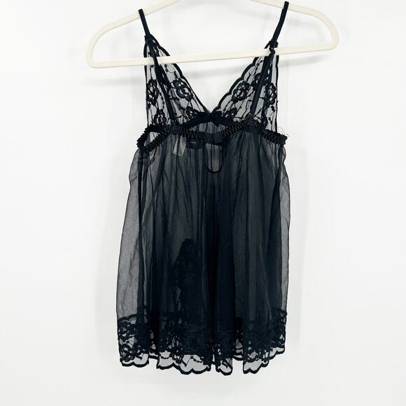 Fredericks of Hollywood Womens‎ Y2K Whimsigoth Sheer Mesh Lace Babydoll Tank M - Picture 8 of 8